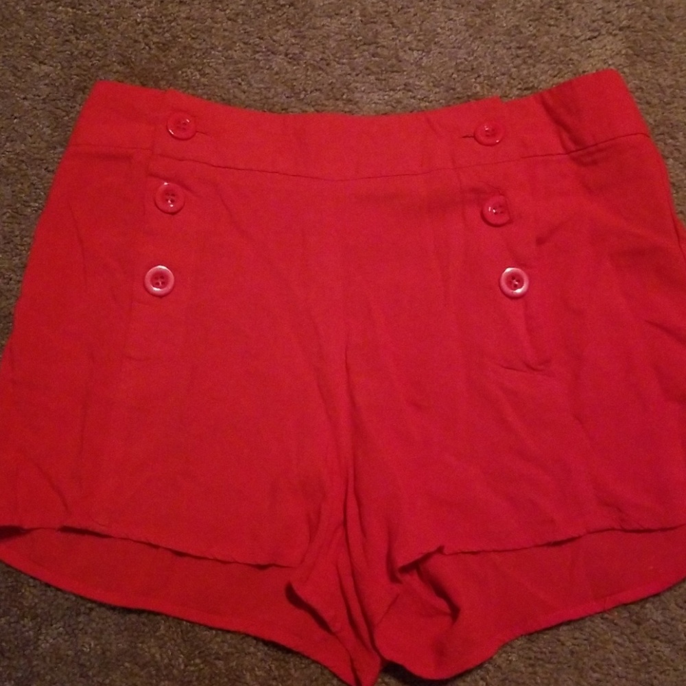 High waisted cotton shorts